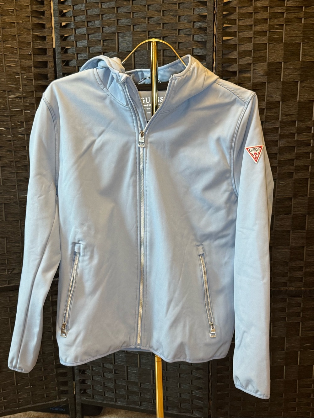 GUESS Light Blue Full-Zip Hooded Jacket